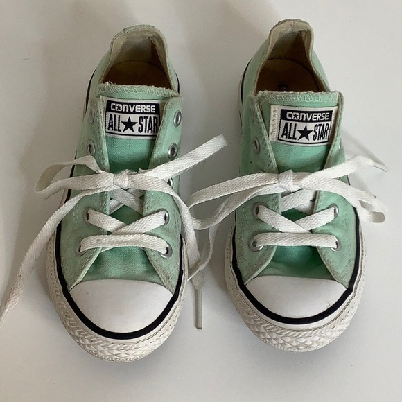 Converse low tops mint/white sneakers size 13 girl - Picture 5 of 12